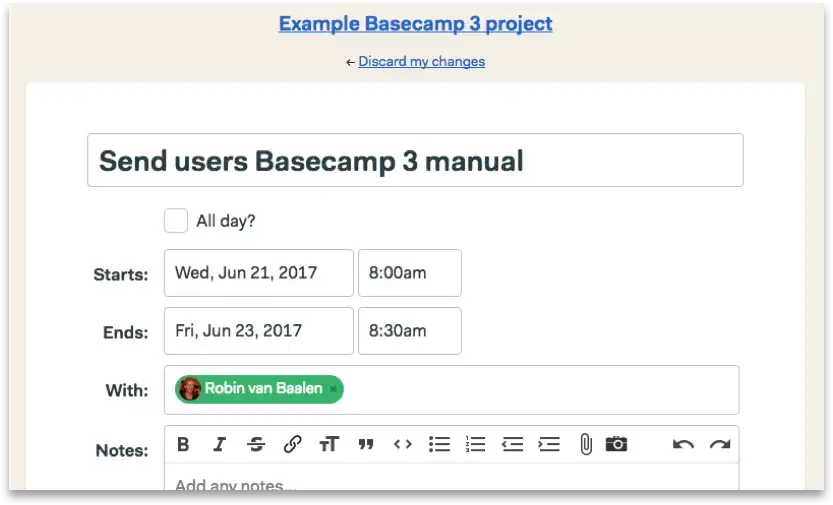 Sending the Basecamp manual to users takes three days