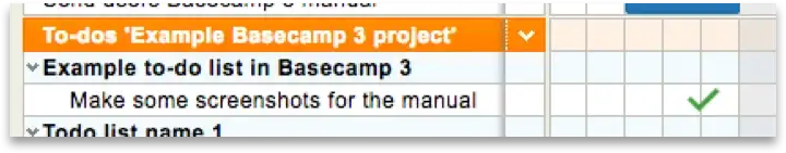 The newly created to-do shows up in the generated gantt chart like a green checkmark.