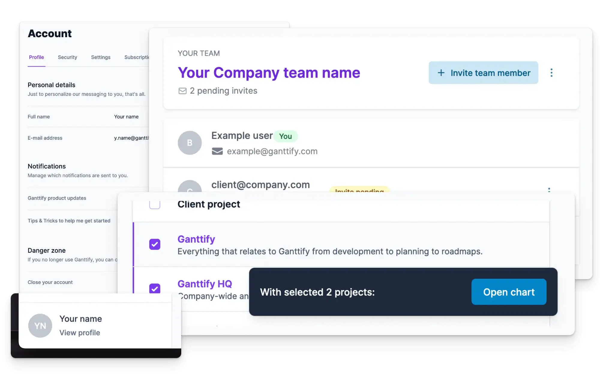 Some highlights of the new look and feel: improved team management, account management in the bottom left and the new project list.